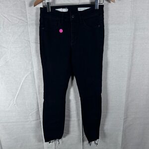 Pilcro and the Letterpress Anthropologie High-Rise Skinny Jeans Black Raw Hem 27